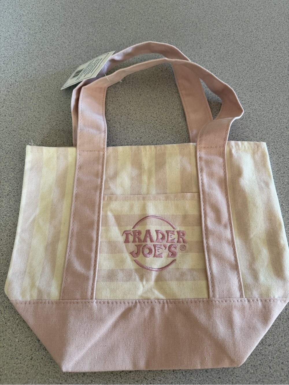 New Trader Joe’s Limited Mini Canvas Tote Bag 2026 Summer Striped Pastel Pink